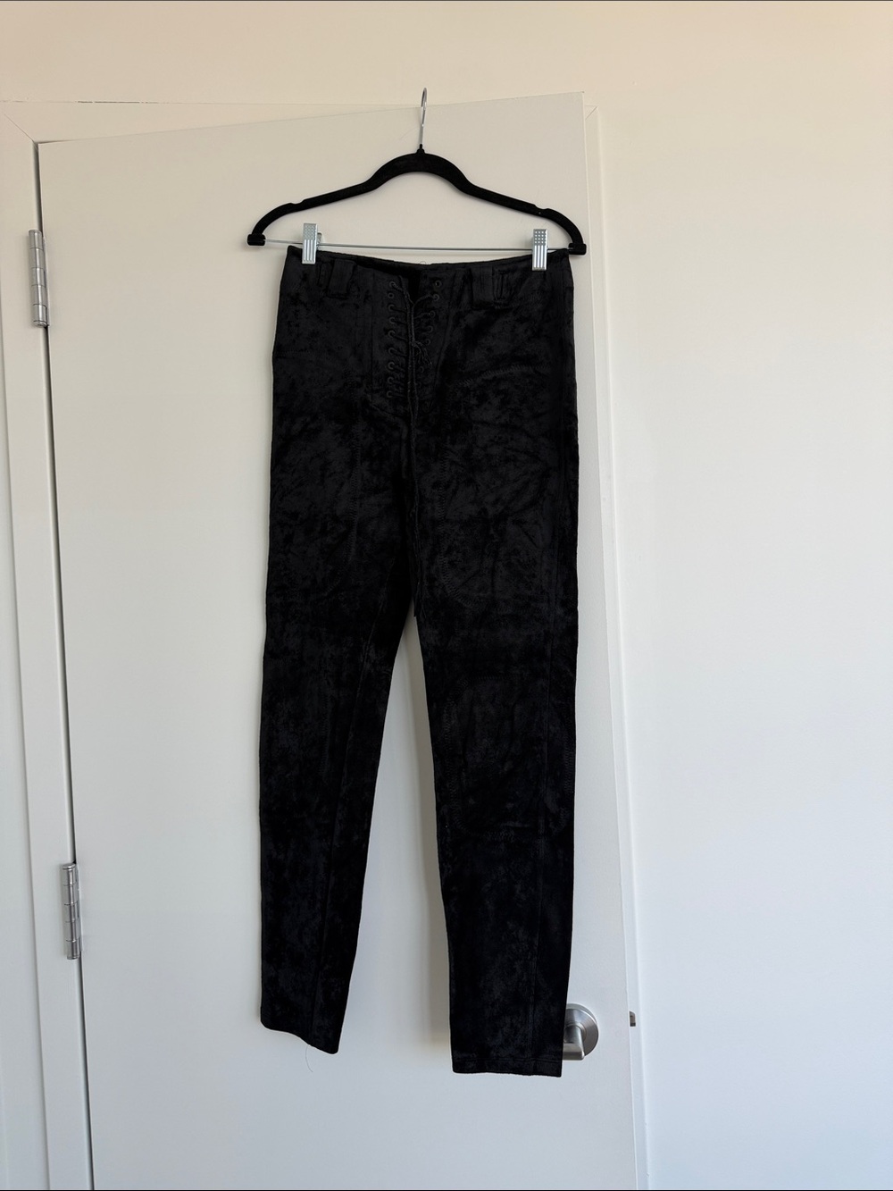 Women’s Black Suede-Look Slim Pants